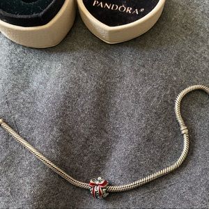 Pandora pine cone charm w/ red ribbon